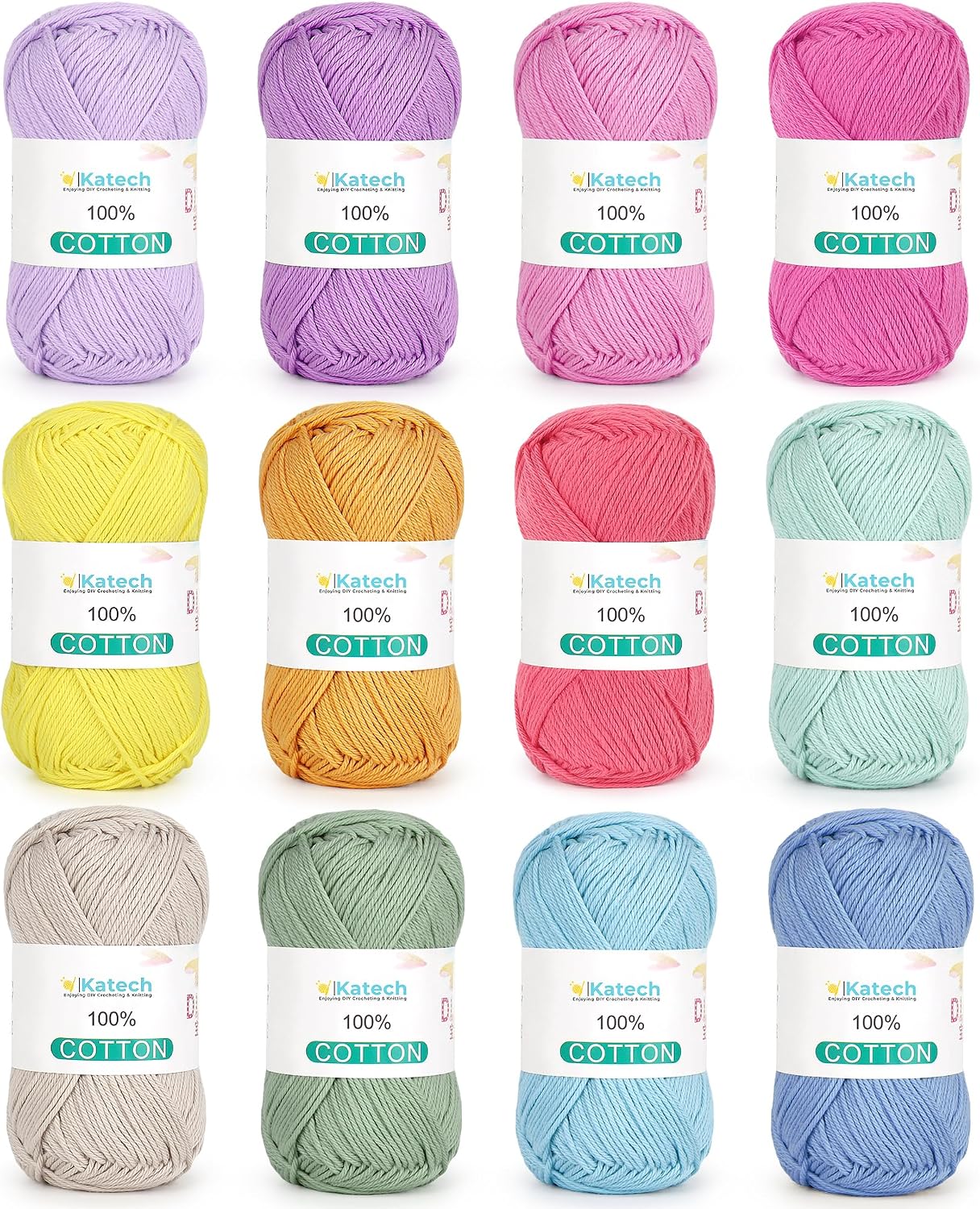Baby Cotton Yarn — 12 Colours, 137 Yards Each, Sport Weight