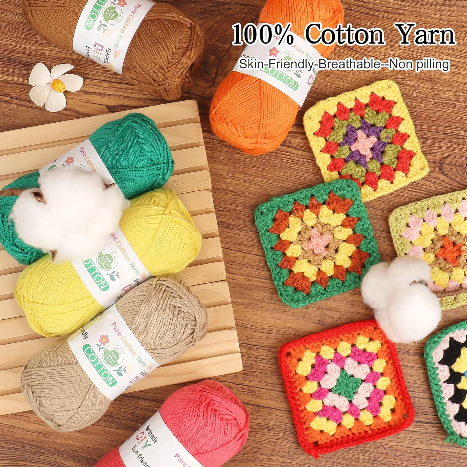 Baby Cotton Yarn — 12 Colours, 137 Yards Each, Sport Weight