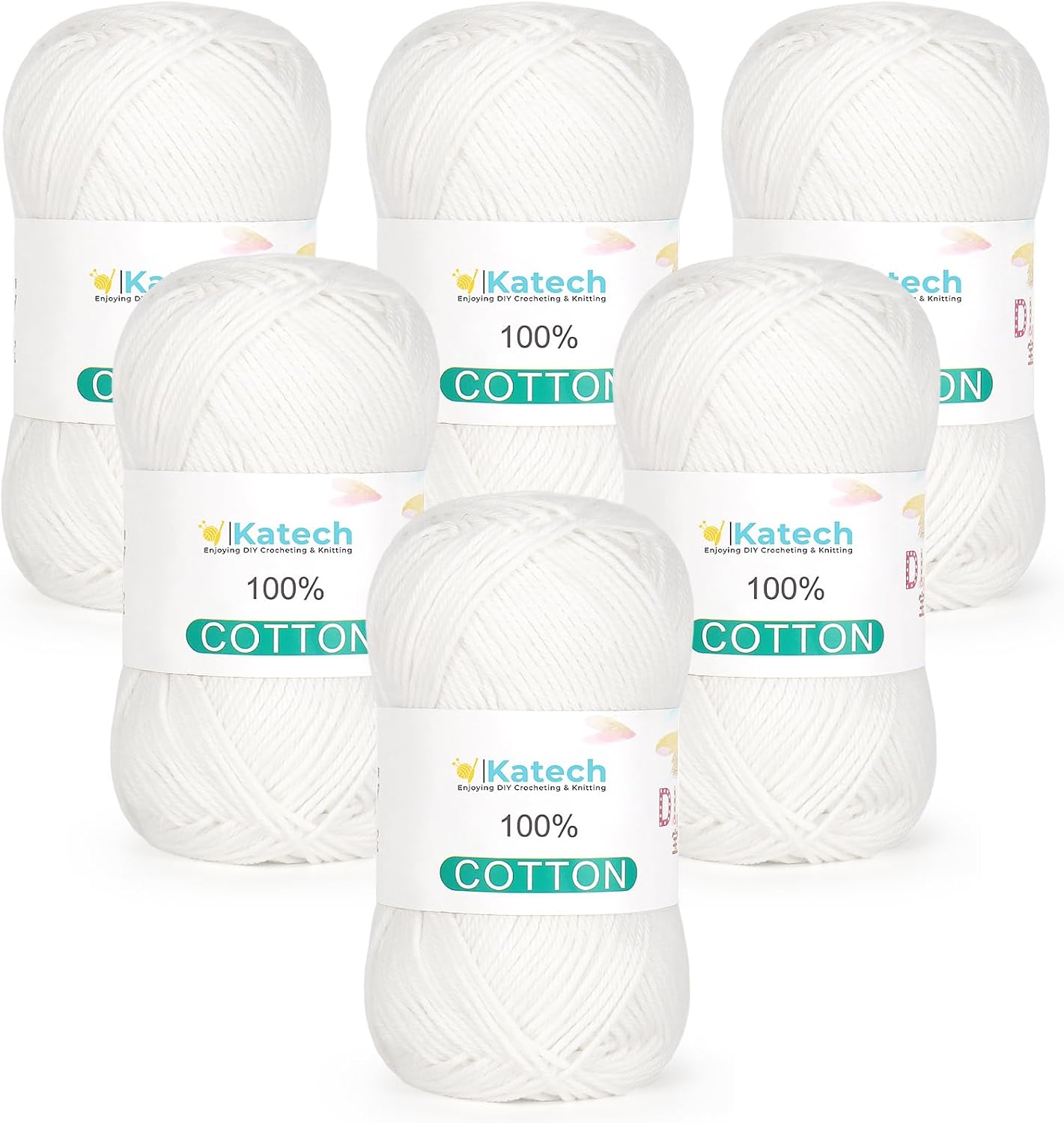 Baby Cotton Yarn White — 6 Pack, 137 Yards Each, Sport Weight