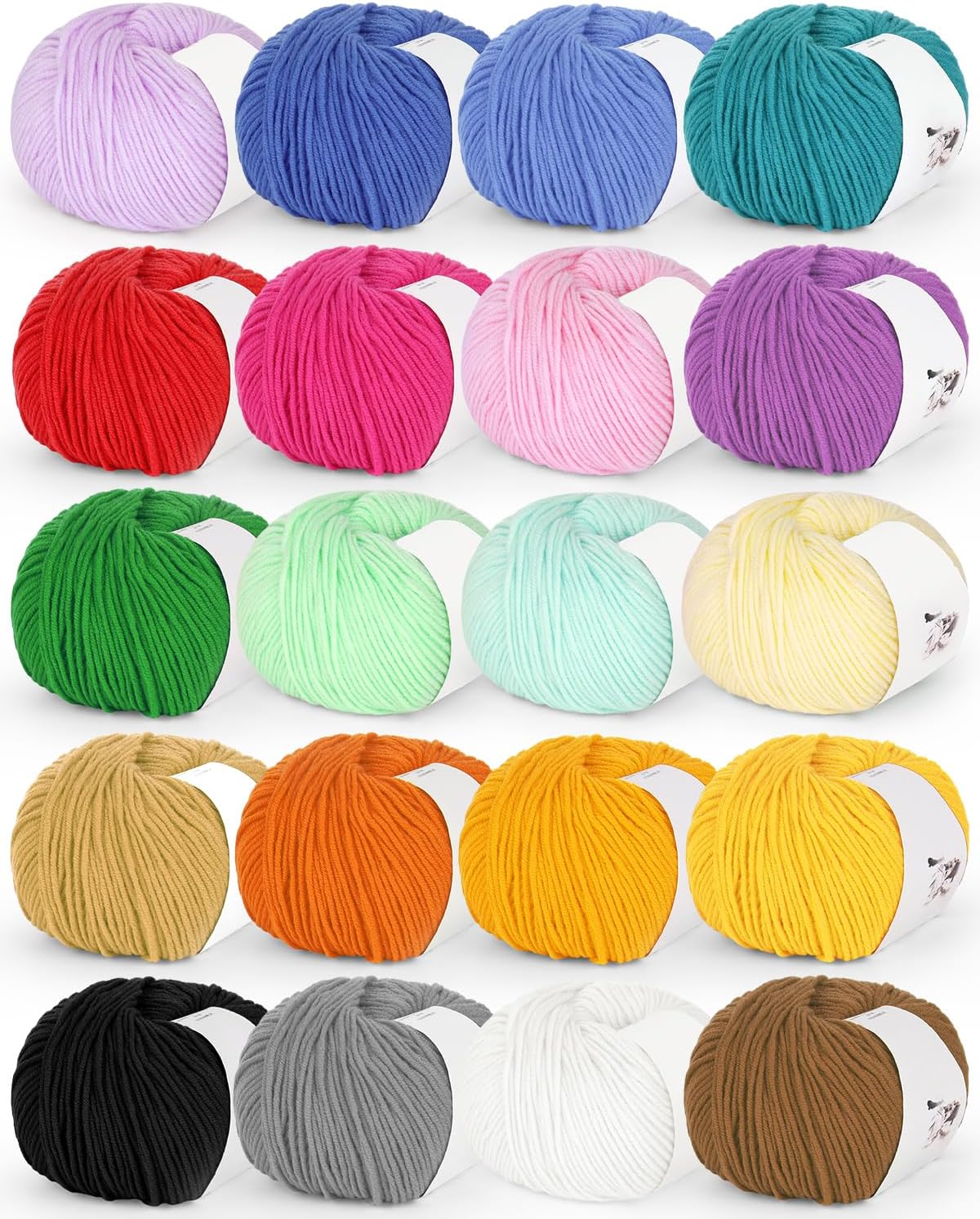 Cotton Blend Yarn DK — 20 Skeins, 55% Cotton, Colour Set A