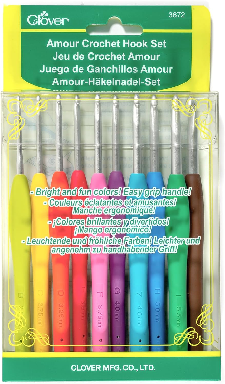 Crochet Hook Set — 10 Sizes with Soft Grip Handles