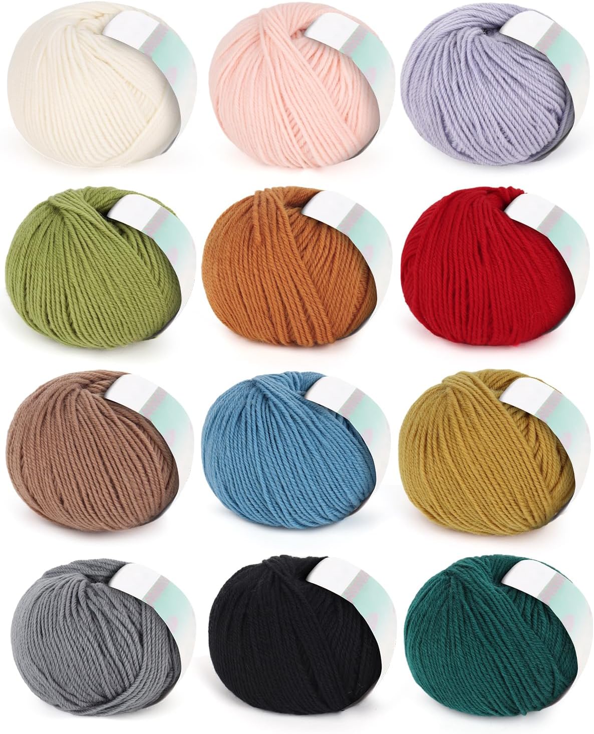 DK Wool Blend Yarn — 12 Colours, 600 g, 1,968 Yards