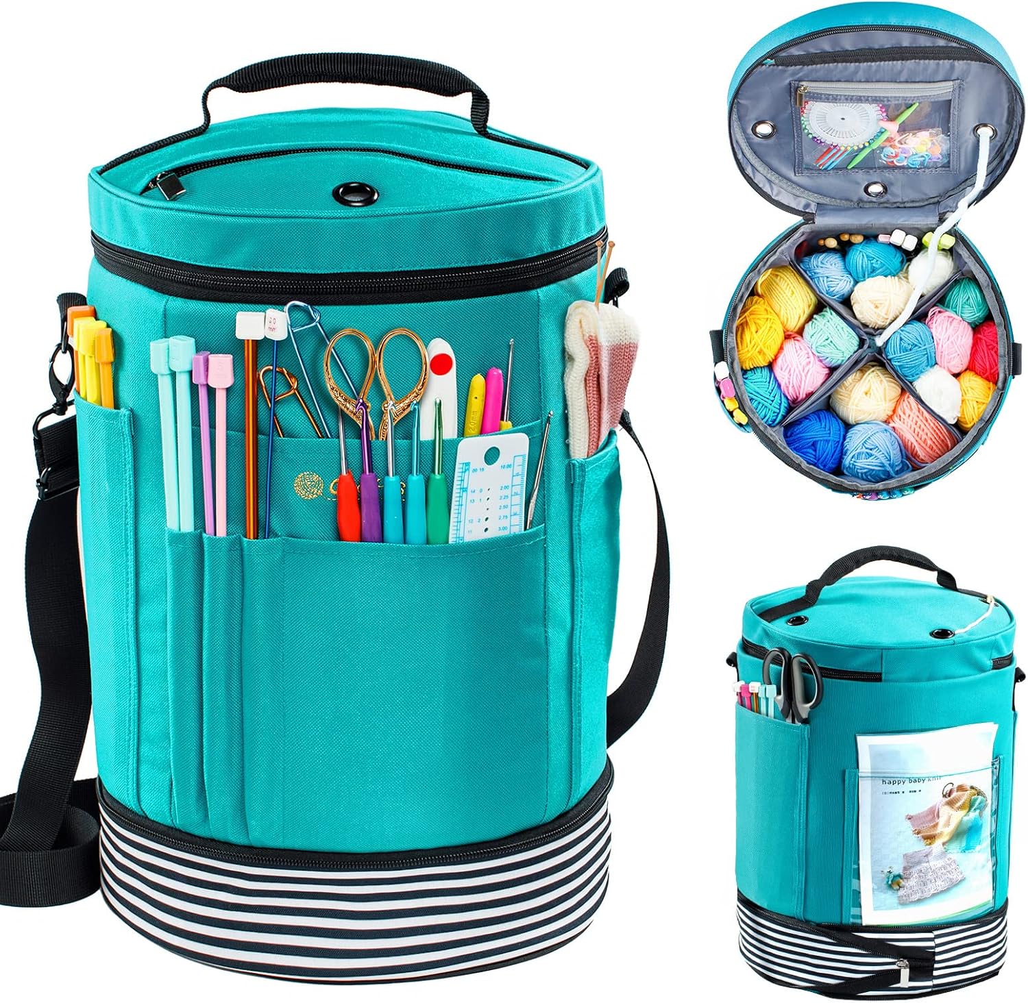 Expandable Yarn Storage Tote with Zip Closure